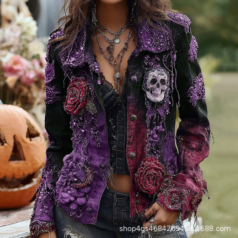 Gothic Punk Skull Rose Embroid - огляд і ціна Vintage Fashion Stores