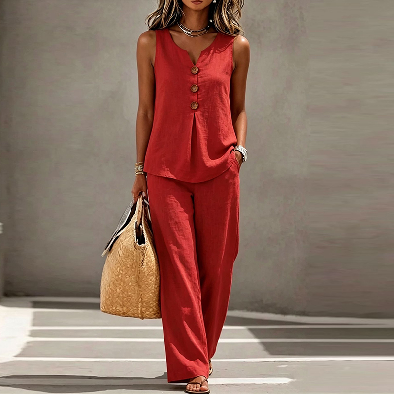 Summer Sleeveless V Neck Butto - огляд і ціна Vintage Fashion Jersey